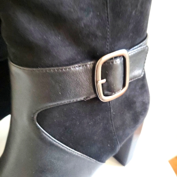 NEW 🖤 Alfani Womens Nelsonn Black Leather Buckle Calf Knee High Zip Boots 9.5M - Picture 11 of 14